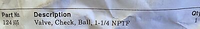 Nordson 124 935 1-1/4 in NPT Ball Check Valve