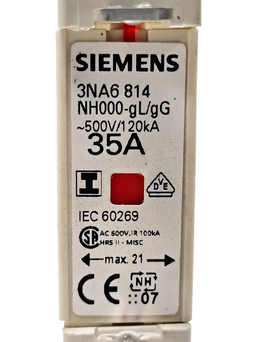 Siemens 3NA6814 500 V AC 35 A Fuse Links