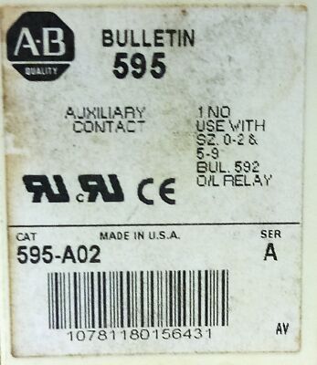 Allen-Bradley 595-A02 10 A Size 5 Auxiliary Contact for Eutectic Overload Relays
