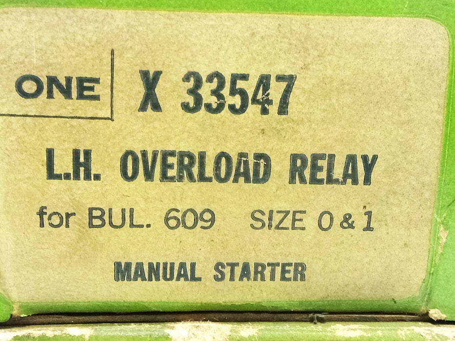 Allen-Bradley X-33547 Overload Relay for Left Hand Manual Starter Size 0-1