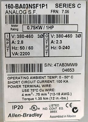 Allen-Bradley 160-BA03NSF1P1 Speed Controller