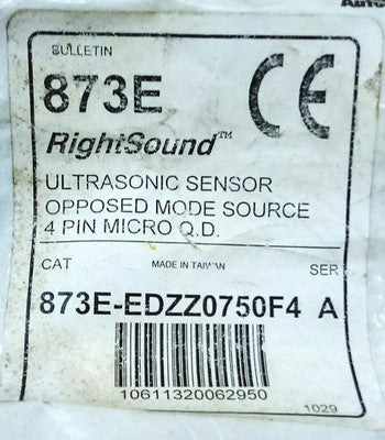 Allen-Bradley 873E-EDZZ0750F4 10.8-30 V DC Opposed Mode Ultrasonic Sensor