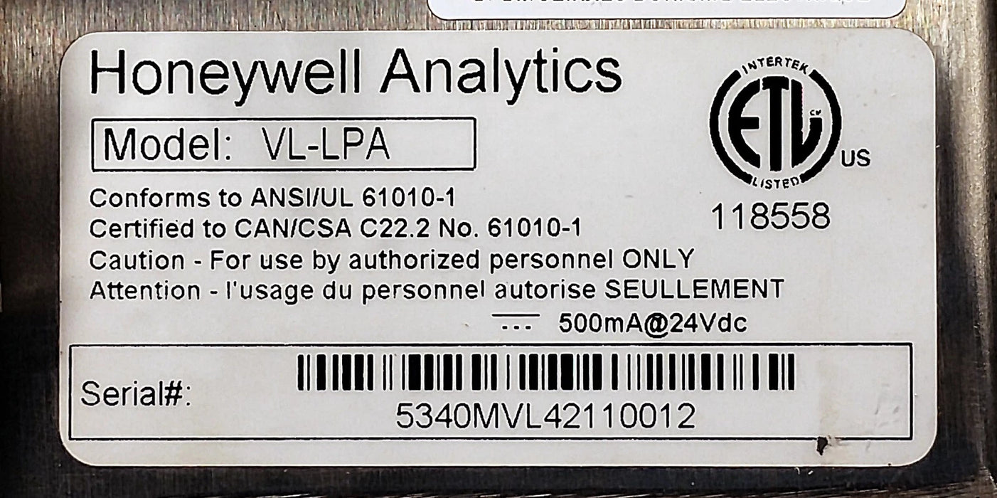 Honeywell VL-LPA 24 V DC Gas Sensor in Stainless Steel Enclosure