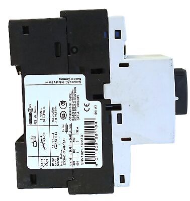 Siemens 3RV1021-1DA10 SIRIUS 600 V AC 2.2-3.2 A 1/3 HP 3 Phase Starter