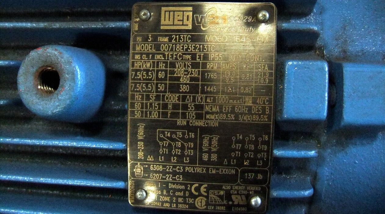 Weg General Purpose 7.5HP Motor 00718EP3E213TC