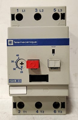 Telemecanique GV3-M40 600 VAC 25-40 A 30 HP Thermomagnetic Motor Circuit Breaker