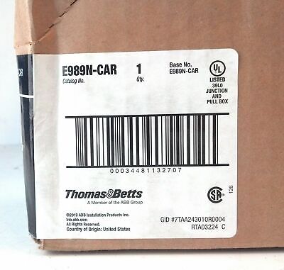 Thomas & Betts E989N-CAR 8"x8"x4" Gray Molded Junction Box