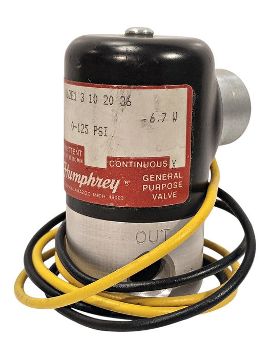 Humphrey 062E13-10-20-36 0-125 psi Solenoid Valve w/ 24 V DC Coil