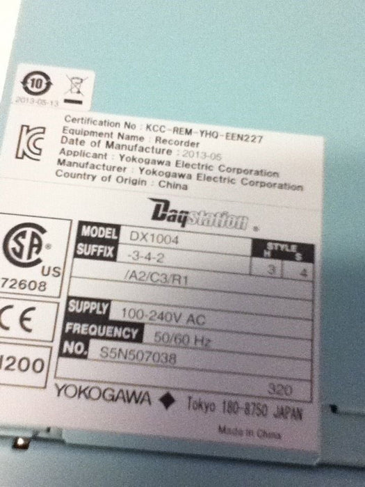 Yokogawa DX-1004-3-4-2/A2/C3/R1 Chart Recorder