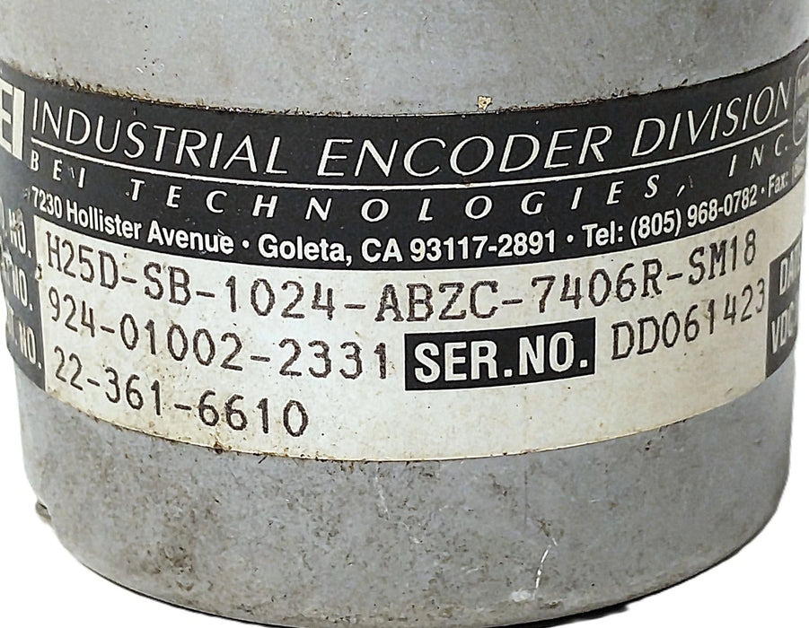 BEI H25D-SB-1024-ABZC-7406R-SM18 924-01002-2331 5VDC Optical Incremental Encoder