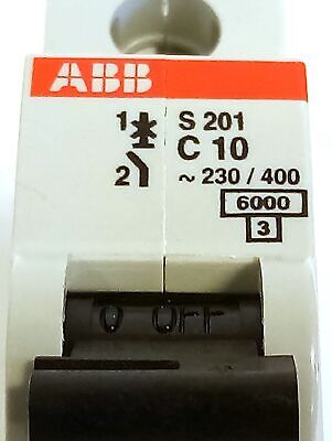 ABB S201-C10 230/400 V AC 10 A 1 Pole Miniature Circuit Breaker