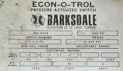 Barksdale E1H-H250 ECON-O-TROL Pressure Switch