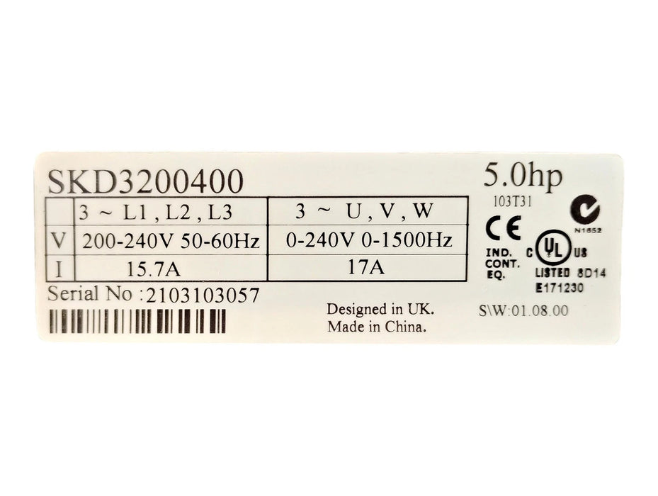 Emerson Control Techniques SKD3200400 5 HP Commander SK Variable Frequency Drive