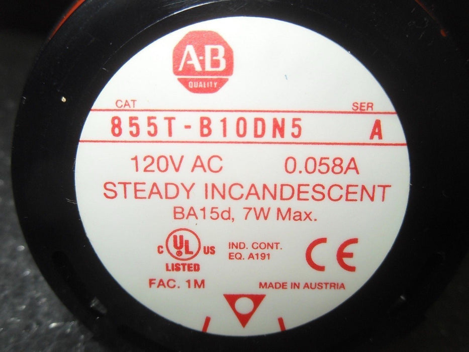 Allen-Bradley 855T-B10DN5 Amber Stack Light W/ 855T-BPM25