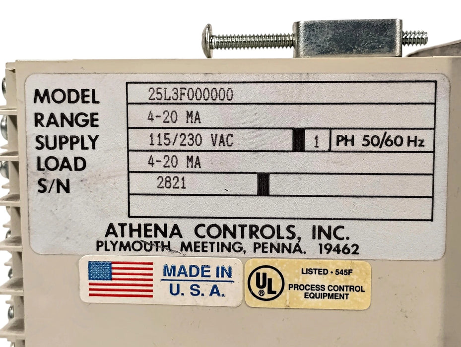 Athena Controls 25L3F000000 XT25 115/230 V AC 4-20 mA Temperature Controller