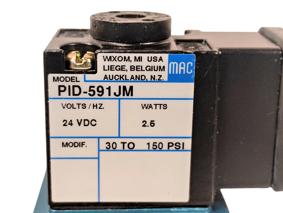 MAC Valves PID-591JM 30-150 psi Solenoid Valve w/ 24 V DC Coil