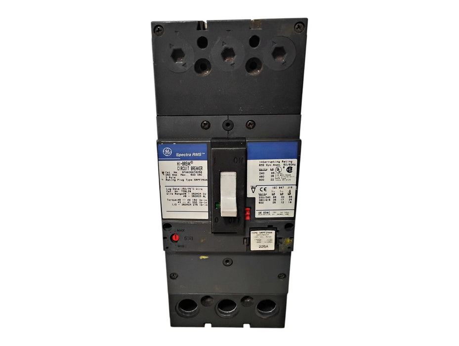 GE SFHA36AT0250 250 A Spectra RMS HI-BREAK Circuit Breaker w/ SRPF250A225 Trip