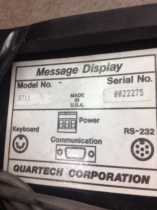 Quartech 8711 Message Display Module
