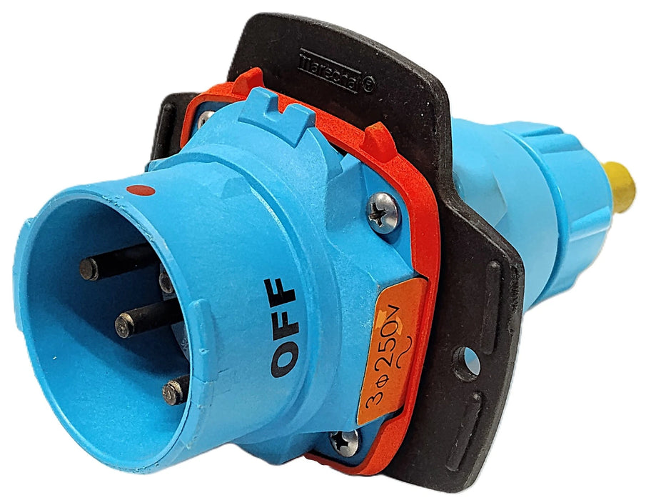 Meltric 63-38073 DSN30 250 V AC 30 A 4 Wire 3 Pole Grounded Male Inlet