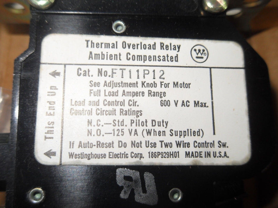 Westinghouse FT11P-12 Overload Relay