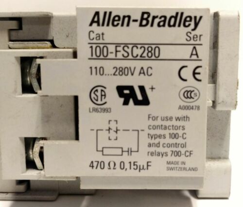 Allen-Bradley 100-C09D10 Contactor with a 100-FSC280 Surge Suppressor.