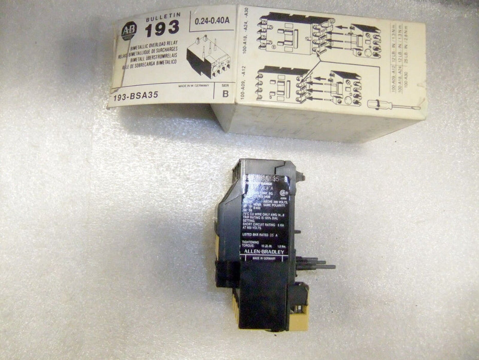 Allen-Bradley Bi-Metallic Overload Relay 193-BSA35