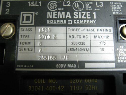 1 Square D 8636SCT03 STARTER
