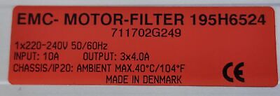 Danfoss 195H4205 VLT 2020 Pack Variable Speed Drive w/ EMC Motor Filter 195H4205