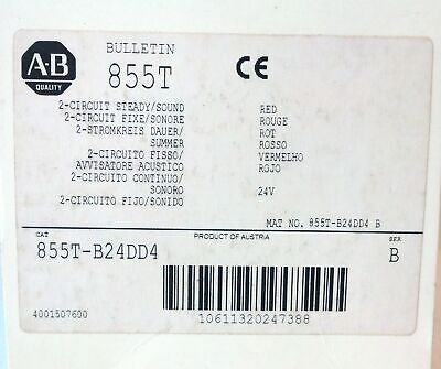 Allen-Bradley 855T-B24DD4 Steady Incandescent Red Stack Light w/ Piezo Sounder