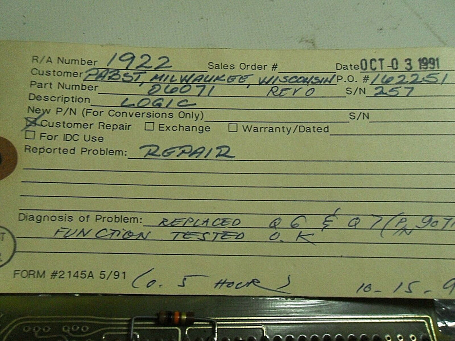 Industrial Dynamics 04177 Logic Panel 06071