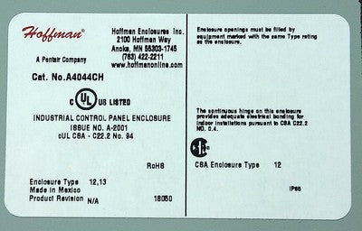 Hoffman A4044CH 4 in X 4 in X 4 in 16 Gauge Steel Enclosure