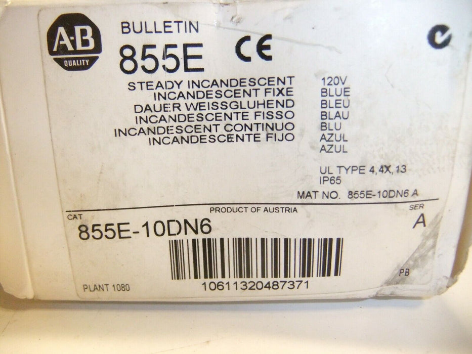 Allen-Bradley Blue Steady Incandescant 855E-10DN6