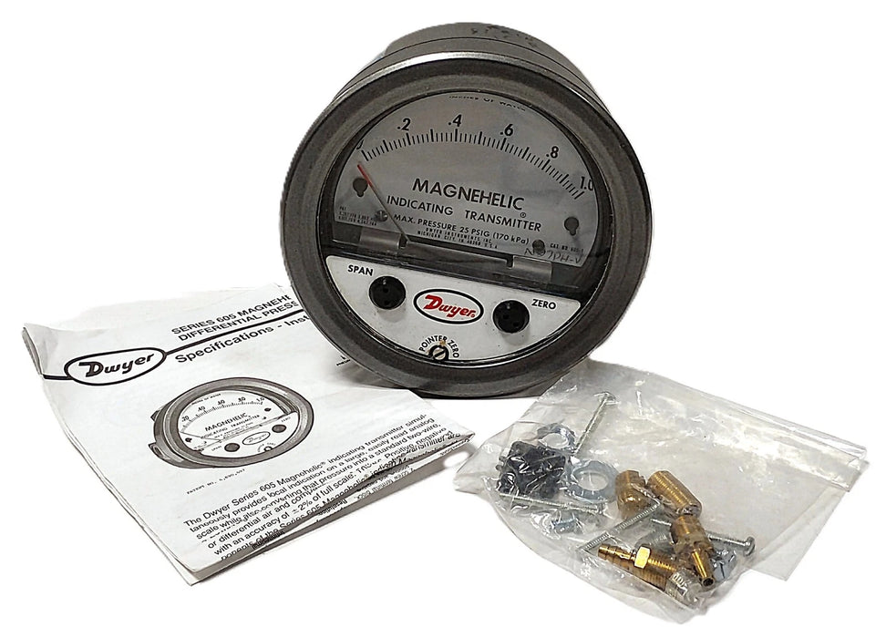 Dwyer 605-1 Magnehelic 0-1.0 inH2O 1/8 NPT Differential Pressure Gauge