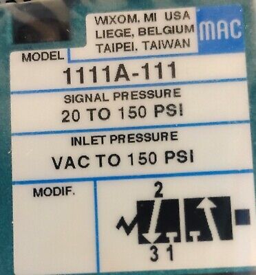MAC Valves 1111A-111 1/8" NPT 20-150 PSI Solenoid Valve