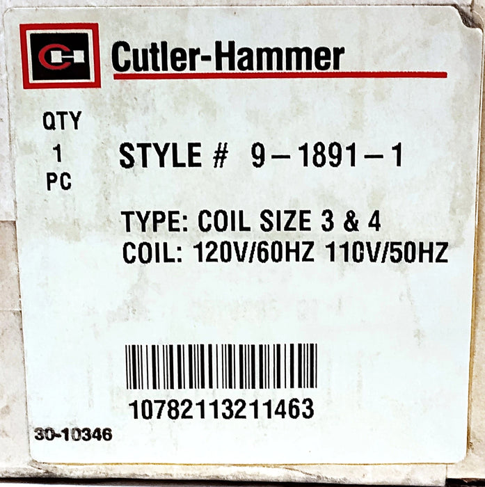 Cutler-Hammer 9-1891-1 110/120 V AC Magnetic Coil for NEMA Size 3-4-5 Contactors