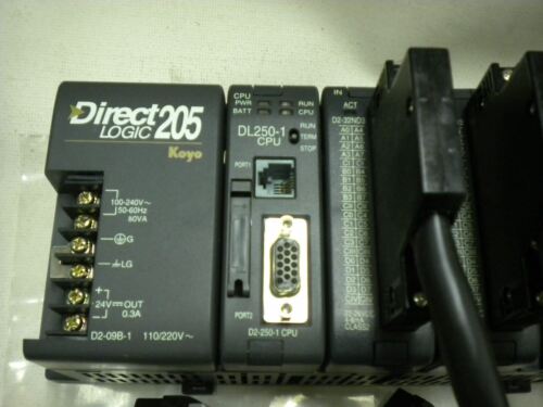 Koyo Direct Logic PLC Rack w/ CPU 2Inputs 5 Outputs all Cords