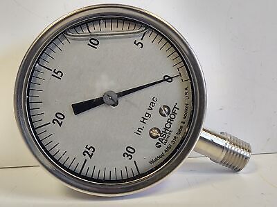 Ashcroft 25-1009-SWL-02L-30/0IMV 316 Stainless Steel Vacuum Gauge
