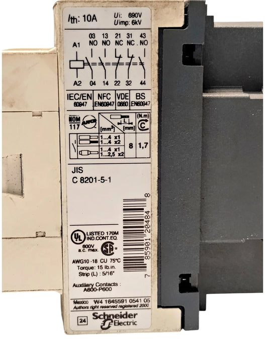 Schneider Electric CAD32G7 600 V 10 A Control Relay w/ 120 V AC Coil