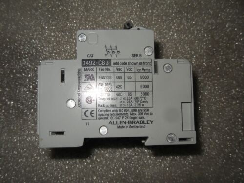 1 Allen-Bradley 1492-CB3-H-100 10A CIRCUIT BREAKER