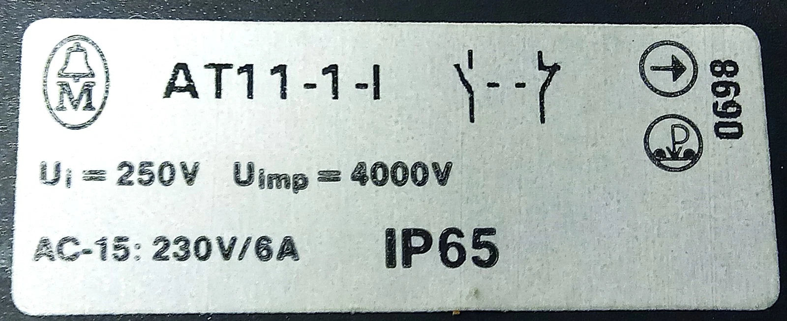 Klockner-Moeller AT11-1-I 230 V AC 6 A Roller Plunger Limit Switch