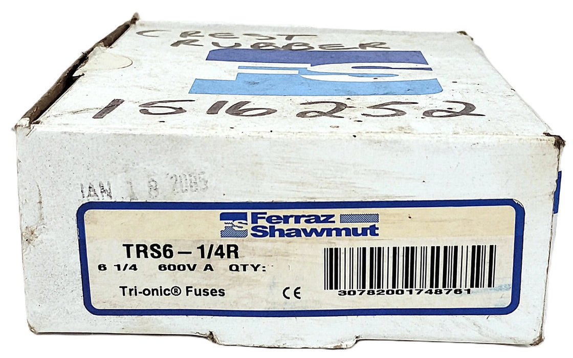 Ferraz Shawmut TRS6-1/4R 600 V AC/DC 6.25 A Current-Limiting Time-Delay Fuses