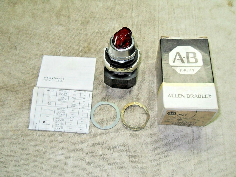 1 Allen-Bradley 800T-16HR5Kl8AX Red Illuminated Selector Switch