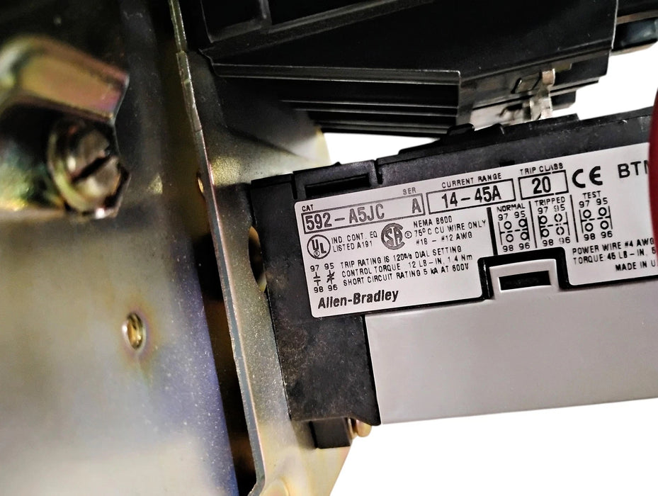 Allen-Bradley 505-COD-A5J Ser C 110/120 V 14-45 A Size 2 Reversing Starter