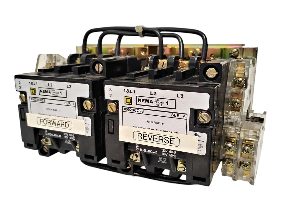 Square D 8702SCO8V02S 8502SCO2S 120 V AC NEMA 1 Reversing Contactor w/ 9999SX6