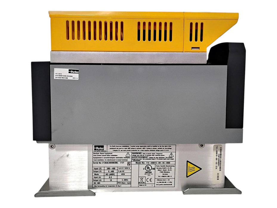 Parker 710-4D0010-BN-0S-0000 380-480V Power Stack w/ 31V-4D0010-BN-2S-0000 Drive