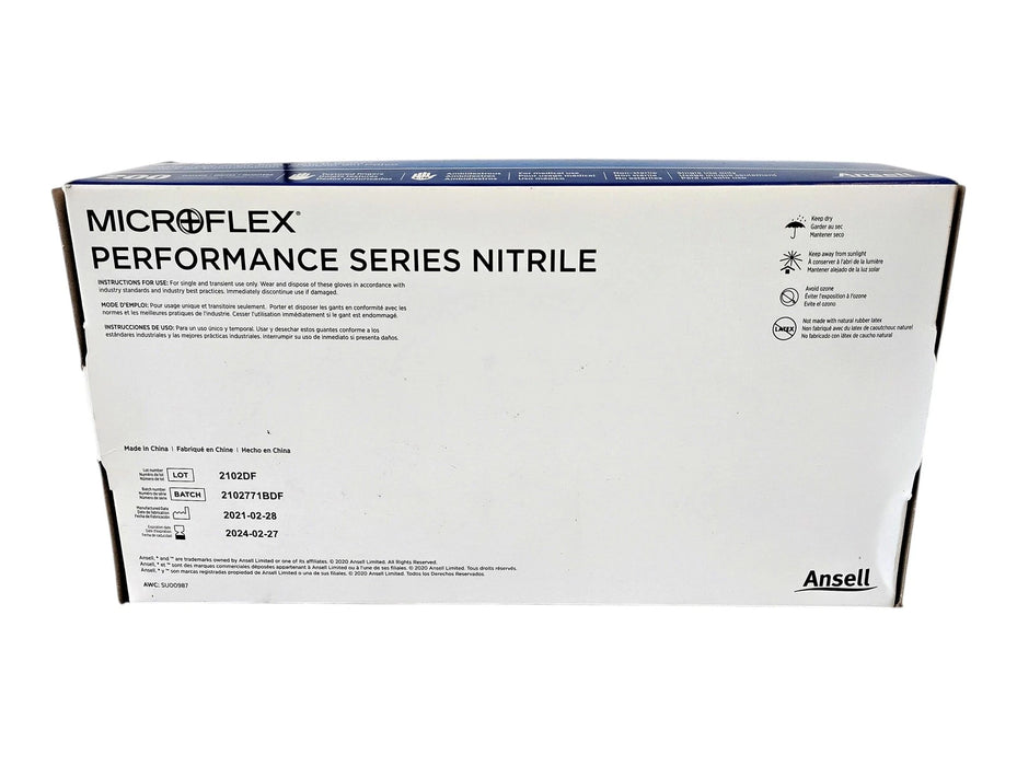 Ansell Microflex PN-290-L Large Powder-Free Performance Series Nitrile Gloves
