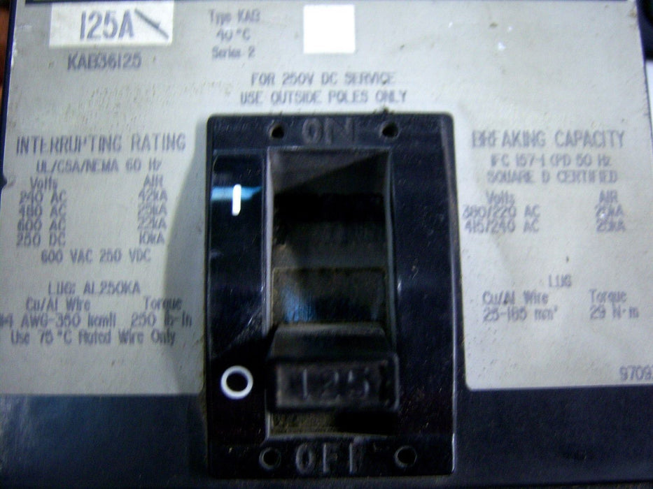 Square D Circuit Breaker KAB36125 3P 600V 125A