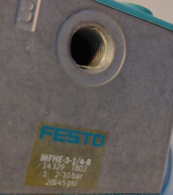Festo MFHE-3-1/4-B 2-10 Bar Soft Start Valve w/ MSFG-24 24 V DC Solenoid
