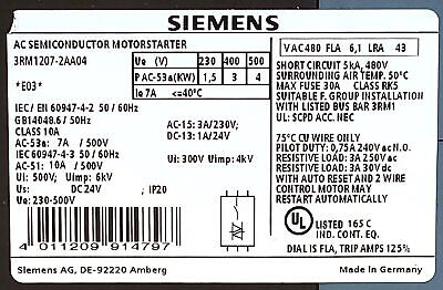 Siemens 3RM1001-2AA04 24VDC 0.1-0.5A Motor Starter