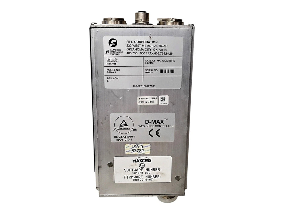 FIFE MAXCESS 200926-001 24-48 V 12 A D-MAX 1 Web Guide Controller w/ 202570-001